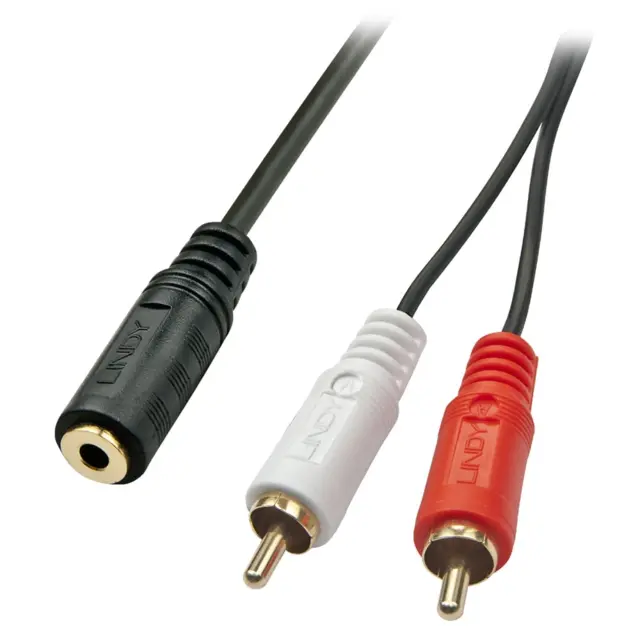 Lindy Adapter 3,5mm - 2xRCA - 25 cm 3,5mm Hun/Female - 2xRCA Han/Male 