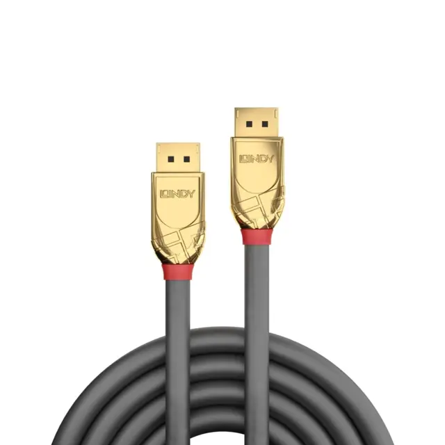 Lindy DisplayPort Kabel - 10 m Gold 4K Displayport 1.2 Grå 