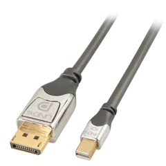 Lindy MiniDP - DP Kabel -  3,0 m Cromo 21.6 Gbps Displayport 1.2 4K Grå