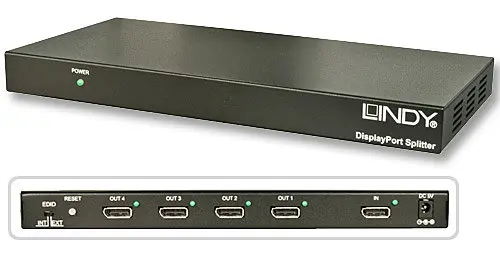 Lindy Splitter 1:4 DisplayPort DP 1.1a HDCP 1.3 HD1080p 