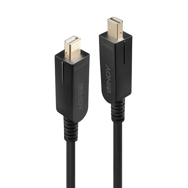 Lindy Hybrid MinDisplayPort Kabel - 30 m Avtagbare kontakter DP1.4 HD Sort 