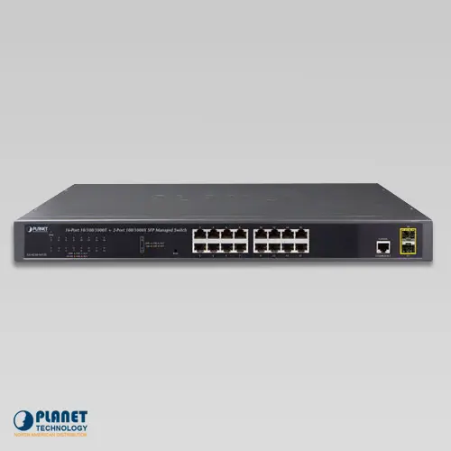 Planet Switch 16-p Gigabit 2xSFP Layer2 IGMP Vifteløs 