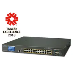 Planet Switch 24-p Ultra PoE 4xSFP 10G Layer2, 75w, 400w PoE budget, Touch Scr