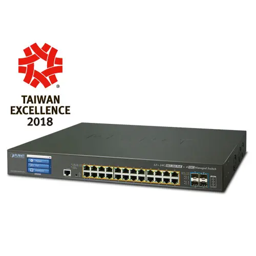 Planet Switch 24-p Ultra PoE 4xSFP 10G Layer2, 75w, 600w PoE budget, Touch Scr 