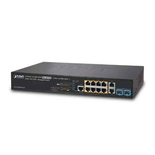 Planet Switch 8-p: 8xPoE+ 2xSFP 2x10G Layer3 - Ultra PoE - B240W 