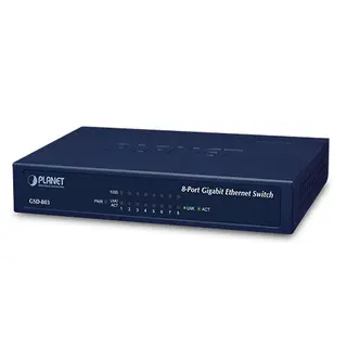 Planet Switch  8-p Gigabit Desktop Metall Veggmonterbar
