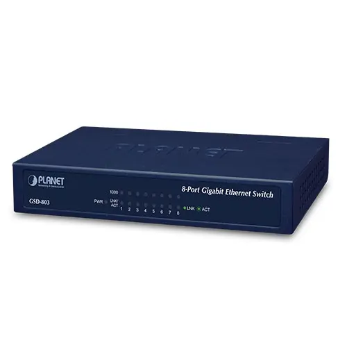 Planet Switch  8-p Gigabit Desktop Metall Veggmonterbar 