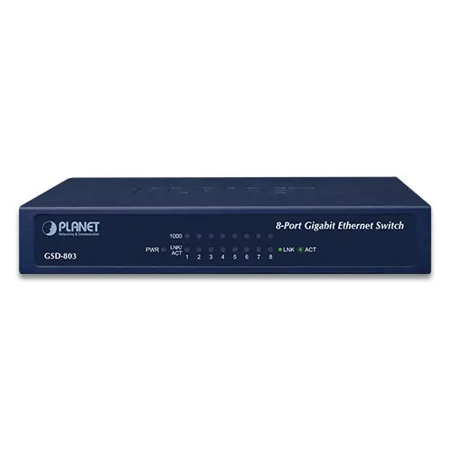 Planet Switch  8-p Gigabit Desktop Metall Veggmonterbar 