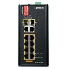 Planet Switch  8-p Gigabit 8xPoE+ 2xSFP Industri IP30 DIN