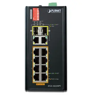 Planet Switch  8-p Gigabit 8xPoE+ 2xSFP Industri IP30 DIN