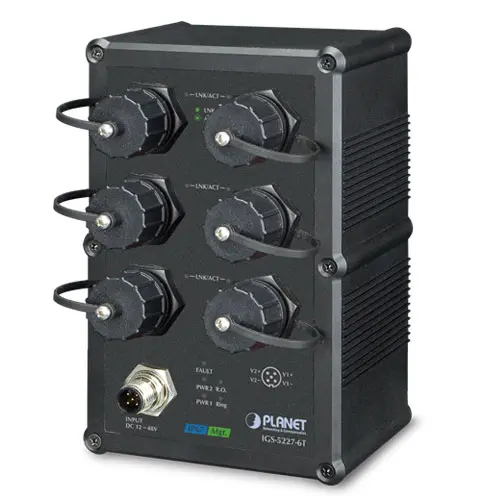 Planet Switch 6-p 10/100/1000T IP67 Layer2 + 3 Industri IP67 DIN IPv6 