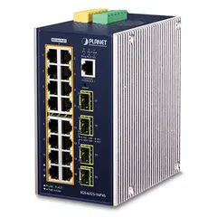 Planet Switch 16-p Gigabit 16xPoE+ 4xSFP Layer3 Industri IP30 DIN IPv6