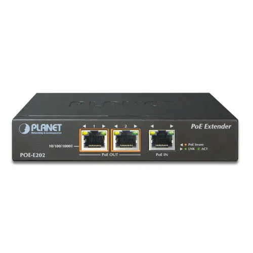 Planet PoE Ethernet extender 2 port IEEE802.3af Long Distance High Power 