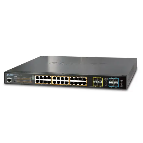 Planet Switch 24p Gigabit 2xSFP 10G PoE+ Layer3 VLAN QoS (IGMP) Stackable 