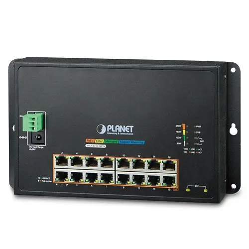 Planet Switch 16-p Gigabit 16xPoE+ 2xSFP Industri IP30 B200W Flat/Wall 