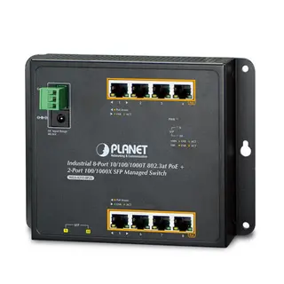 Planet Switch 8-p Gigabit 8xPoE+ 2xSFP Industri IP30 B200W Flat/Wall