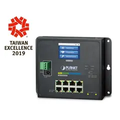 Planet Switch 8-p Gigabit+ 2xSFP Industri Vegg LCD Touch IPv6/IPv4 IGMP