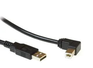 ACT USB2 Kabel A-B -  1,8 m Vinklet A-B USB Kabel Sort Vinklet B