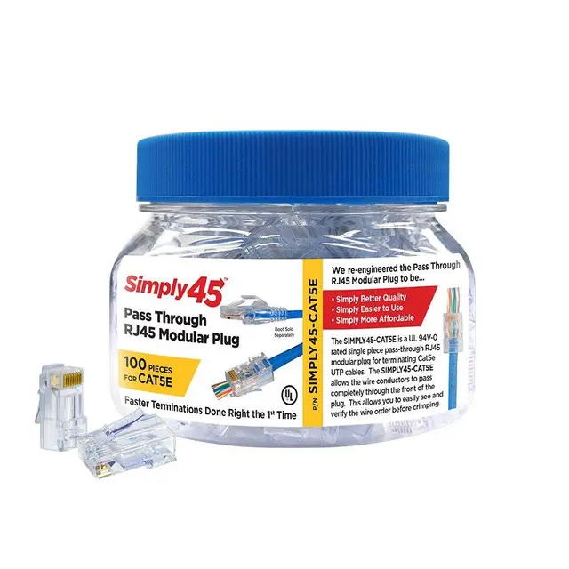 Simply45 Cat6 UTP Pass Through RJ45 RJ45 - Pass Through - 24AWG pris pr. stk 
