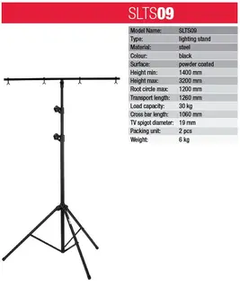 AH Lysstativ T-Bar 140-320 cm Max 30 Kg Sort