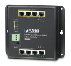 Planet Switch  8-p Gigabit 4xPoE+ Flat/Wall Industri IP30 DIN RPS B120W
