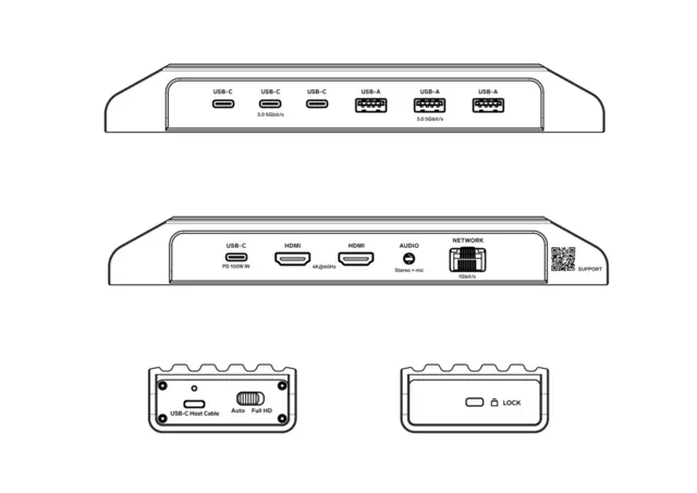 Unisynk Pro AV Dock - Conferencing Hub 1in x 2out | 3840x2160 60Hz 