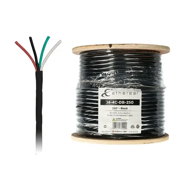 Høyttalerkabel 4x2,5mm2, sort Installasjonskabel utendørs 4 leder 