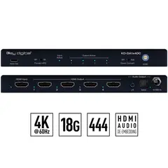 Key Digital 1-4 HDMI splitter med Audio HDMI forsterker med lyd ut optisk/analog