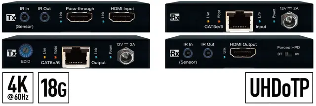 Key Digital KD-EX18G 4K extender kit 4K med HDR HDMI Ekstender TX og RX Kit 