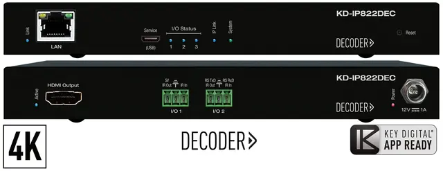 Key Digital KD-IP822DEC, 4K AVoIP 4K Enterprise AV over IP Decoder 