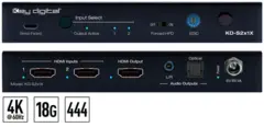 Key Digital KD-S2x1X, 2x1 4K HDMI switch 2 HDMI sources to 1 HDMI output/display