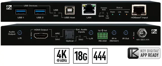 Key Digital KD-X100MRx 4K/18G HDBaseT Rx HDMI over CAT 4K/100m 1080/150m 