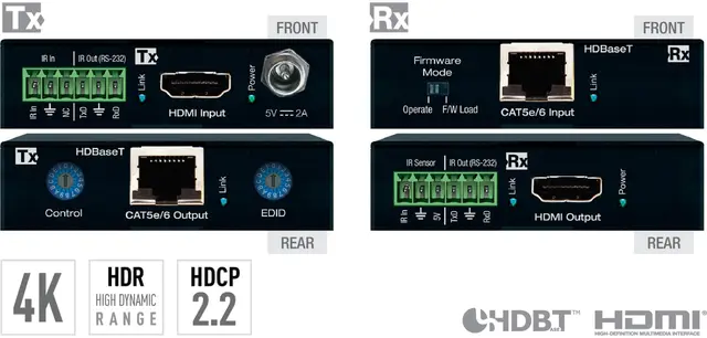 Key Digital KD-X222PO 4K POH/HDBT/HDMI Extenders (TX/RX KIT) 