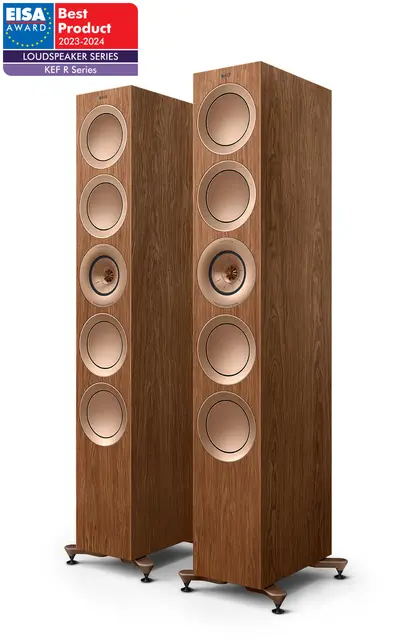 KEF R11 Meta - Valnøtt, pris par 3-veis gulvstående flaggskiphøyttaler 