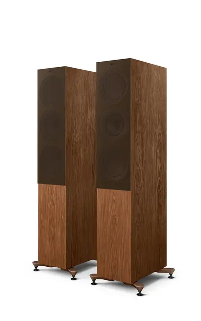 KEF R7 Meta - Valnøtt, pris par 3-veis gulvstående flaggskiphøyttaler 