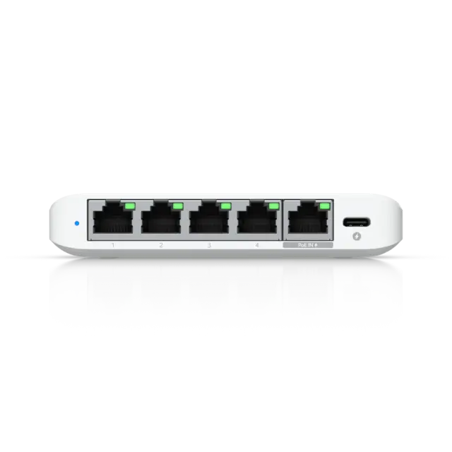 Ubiquiti Unifi Switch Flex mini 2.5Gbit 5xRJ45 USBC strømadapter inkludert 