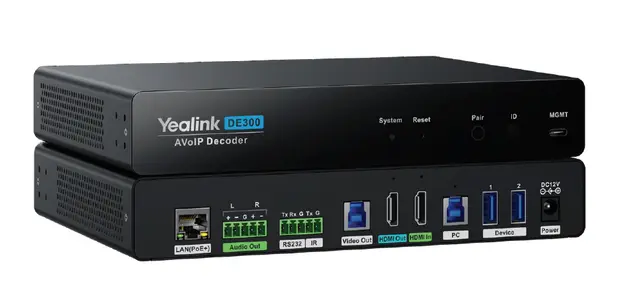 Yealink AVoIP DE300 Decoder Receiver 4K@60Hz 4:4:4 AVoIP Receiver 