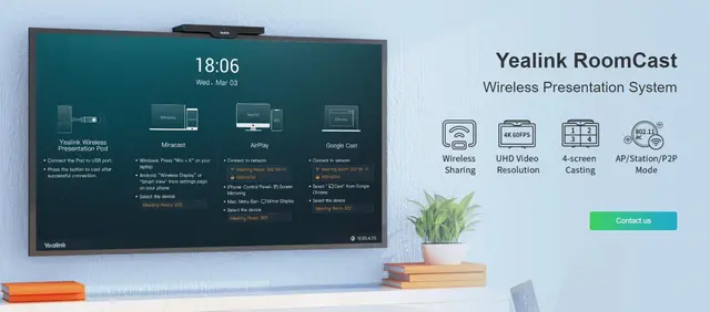 Yealink RoomCast - trådløs speiling Airplay, Miracast, Chromcast, Wi-Fi 