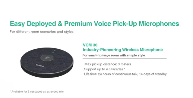 Yealink VCM36 trådløs  bordmikrofon wireless mic kompatibel med UVC84/86/A20 